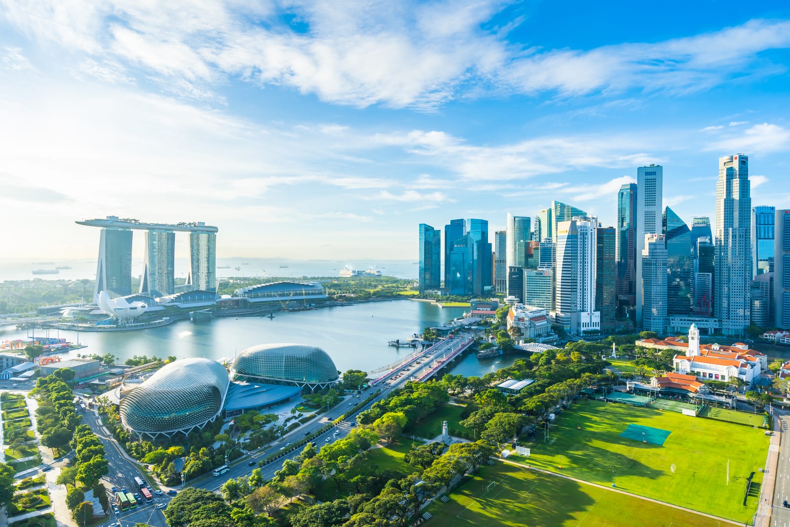 Marina Bay Sands, the Esplanade and the CBD from above